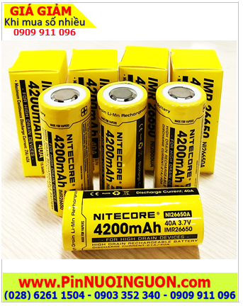Pin Vape IMR2665 (Discharge 40A), Pin Vape 3.7v_Pin sạc Nitecore IMR26650 Lithium 3.7v 4200mAh
